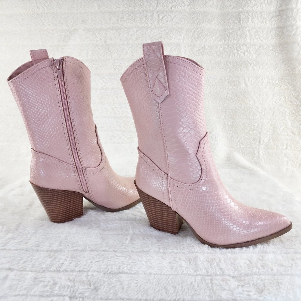 Pink Western-Style Ankle Boots - Picture 2 of 9